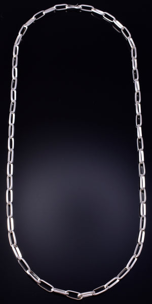 24" HEAVY Silver Navajo Handmade Link Paperclip Necklace by Sally Shurley 5E10B