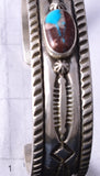 Silver & Bisbee Turquoise Navajo Handstamped Bracelet by Erick Begay 5H01F