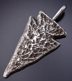 Silver Navajo Tufacast Arrowhead Pendant by Ravis Henry 6H06E