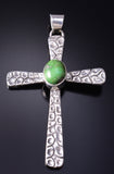 Silver & Sonoran Gold Turquoise Navajo Cross Pendant by Allen Lee 5L13F