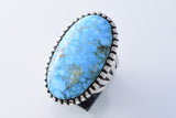 Size 9-1/4 Silver & Turquoise Navajo Handmade Ring by Erick Begay 3H21T