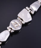 Vintage Silver & Turquoise Multistone Navajo Link Bracelet by VT 5L17F