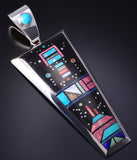 Silver Multistone Navajo Inlay Yei Bi Chei Long Pendant by Jimmy Harrison 5G12O