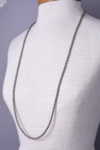 36 inch - Navajo Pearls Silver Beads 4mm 6J31U