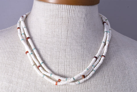21" Three Strand Santo Domingo Kewa Mulitstone Necklace by Randy Garcia - 5H25O