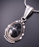 Silver & White Buffalo Turquoise Navajo Pendant by Samuel Yellowhair 3G03V