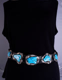 Vintage Large stone Sleeping Beauty Concho Belt by Ermerson Thompson 1L03G