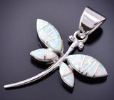 Silver & Opal Navajo Inlay Dragonfly Pendant by TSF 3L08F