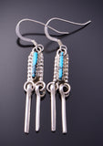 Silver & Turquoise Zuni Handmade Dangle Earrings by Kathryn Qualo 3B10W