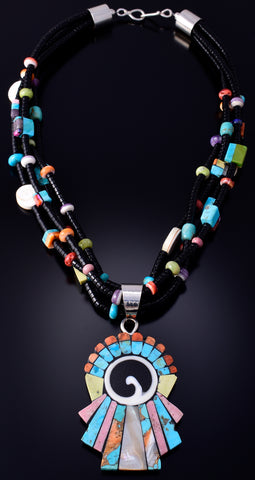 Santo Domingo Pueblo (Kewa) Turquoise Multistone Necklace by Mary Tafoya 5H21W