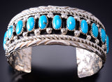 Silver & Kingman Turquoise Navajo Bracelet by Brian Jones 6H25A