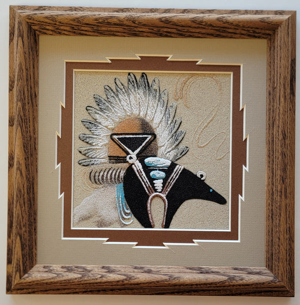 Navajo Sandpainting by Michael Watchman - Yei Bi Chei and Bear - 6D01W