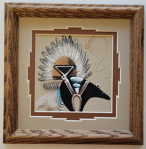 Navajo Sandpainting by Michael Watchman - Yei Bi Chei and Bear - 6D01W