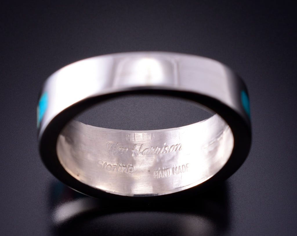 Size 10 Silver Multistone Navajo Inlay Ring by Jim Harrison