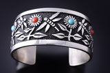Turquoise & Coral Navajo Handmade Dragonflies Bracelet by Philbert Begay 3J30C
