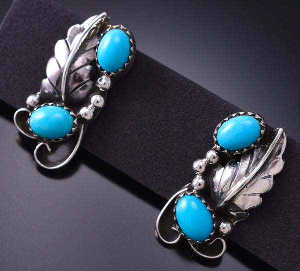 Sleeping BeautyTurquoise Navajo Earring with leaf Design 6K02P