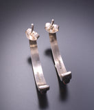 Silver & Turquoise Multistone Zuni Inlay Half Hoop Earrings by Jeanette Chavez 3G03E
