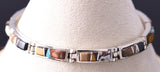 Silver & Tiger Eye Multistone Navajo Inlay Link Bracelet by Bessie Johnson 6H25D