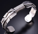 Vintage Silver Navajo Handmade Eagle Feather Bracelet by Mike Thomas Jr. 6A21N
