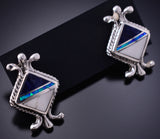 Silver & Lapis Multistone Navajo Post Earrings by James Manygoats 6D07W