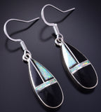 Silver & Onyx Multistone Navajo Inlay Earrings by James Manygoats 5G16E
