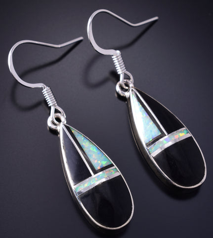 Silver & Onyx Multistone Navajo Inlay Earrings by James Manygoats 5G16E