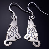 Silver Navajo Handmade Howling Wolf Earrings by Robert Gene 5G22W