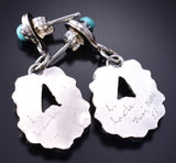 Silver & Turquoise Zuni Petit Point Dangle Earrings by Lynette Laate 5G22A
