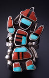 Vintage Silver & Turquoise Multistone Zuni Raindancer Ring 5G12L