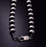 Navajo Hand-strung Silver Pearls Bead Necklace 6mm - 16 inches - 6J31T