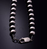 Deal of the Day - Silver Pearls Bead Necklace by Navajo Artist Vangie Touchine 6mm - 18 inches 3L06B