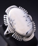 Size 6 Silver & White Buffalo Turquoise Navajo Ring by Linda Yazzie 5L10M