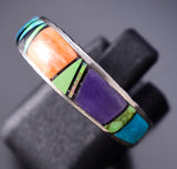 Size 7-3/4 Multistone Navajo Inlay Ring by Allen Tolino 6K27A
