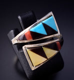 Adjustable Silver & Turquoise Multistone Zuni Inlay Wrap Ring Tammie Qualo 5L07O
