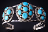 Silver & Turquoise Round Clusters Navajo Bracelet by Melvin Chee 5J18E