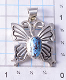 Silver & Golden Hills Turquoise Navajo Butterfly Pendant Jeremy Delagarito 5L13V