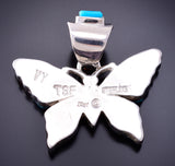 Silver & Turquoise Multistone Navajo Inlay Butterfly Pendant by TSF 3L08C