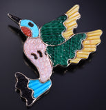 Silver & Turquoise Multistone Zuni Inlay Hummingbird Brooch - Tamara Pinto 5L05C