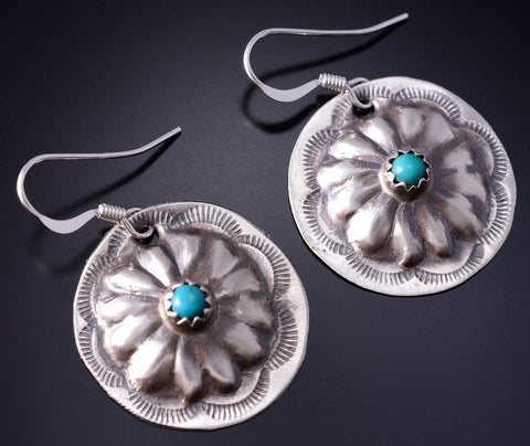 Silver & Turquoise Navajo Concho Earrings by Joan & Ryan Begay 5G18A