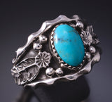Size 12-3/4 Silver & Turquoise Navajo Men's Ring by Genevieve Francisco 5J29D