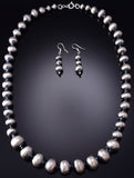 20" Silver Navajo Pearl Necklace & Earring Set by Treva Jim 6H25L