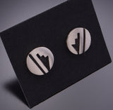 Silver Hopi Handmade Basket Design Post Earrings by Timothy Mowa 3F19Q
