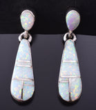 Silver & Opal Navajo Inlay Long Earrings by TSF 3L10Q