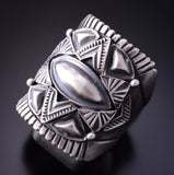 Size 9-3/4 Silver Navajo Handmade Concho Star Mens Ring by Derrick Gordon 4C31S