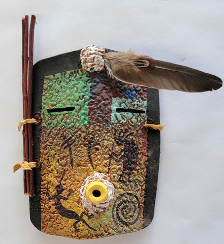 Navajo Pottery - Yei Bi Chei Mask - by David John - 4L05N