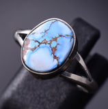 Size 8 Silver & Golden Hills Turquoise Navajo Ring by Genevieve Francisco 6D27Q