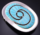 Preowned Silver & Turquoise Zuni Hummingbird Inlay Buckle by Amy Quandelacy 4E28B