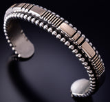 Preowned Silver & 14k Gold Navajo Handstamped Bracelet by Johnathon Nez 6F09J
