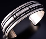 Silver Navajo Handmade Men's Bracelet by Leande Tahe 5L20F