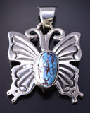 Silver & Golden Hills Turquoise Navajo Butterfly Pendant Jeremy Delagarito 5L13V